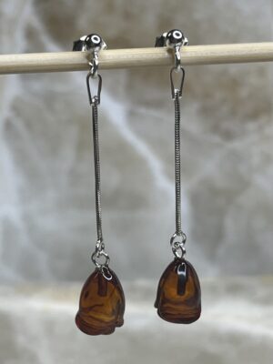 Rose-shapped Natural Baltic Amber Earrings
